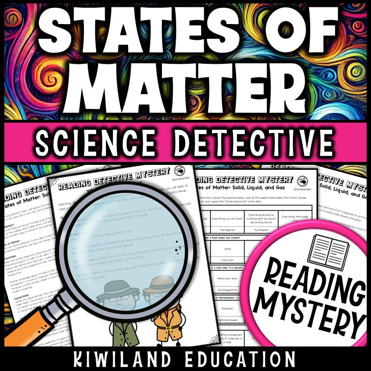 Printable nonfiction states of matter reading comprehension passage activity for grades 3-6