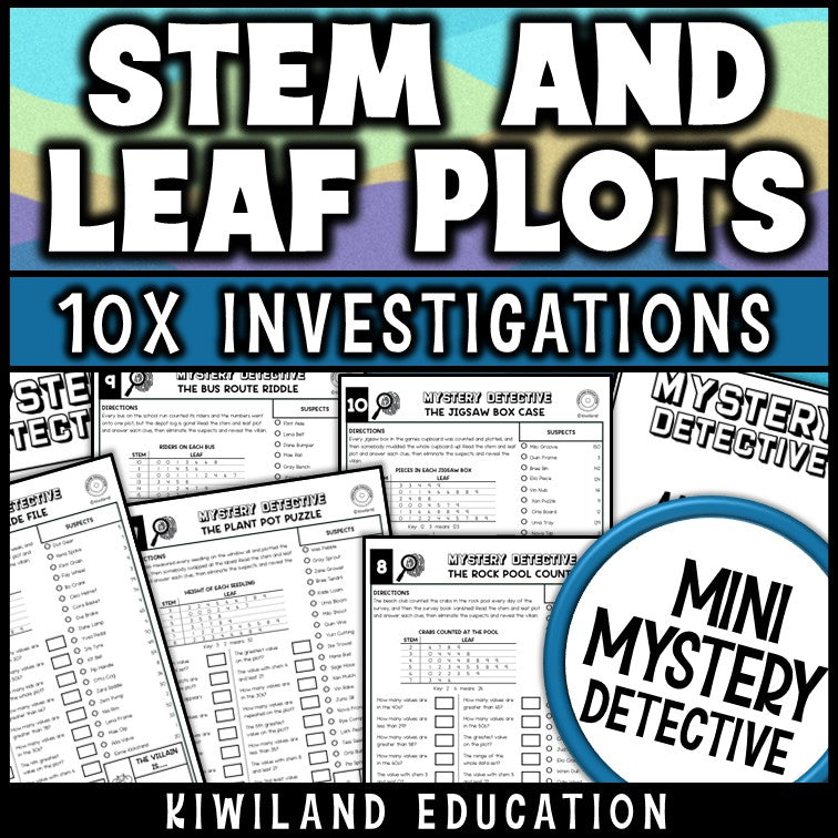 Stem and leaf plot worksheets median mode range data analysis 6th grade