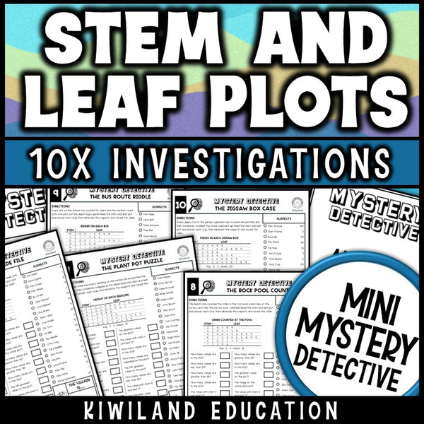 Stem and leaf plot worksheets median mode range data analysis 6th grade