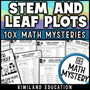 Stem and leaf plot worksheets math mystery for 4th 5th 6th grade, printable detective data pack