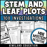 Stem and leaf plots worksheets mystery detective 4th 5th 6th grade