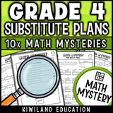 Substitute teacher plans for grade 4 math, self checking detective worksheets for the sub tub