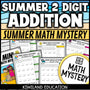Summer 2-digit addition with regrouping math mystery worksheets cover