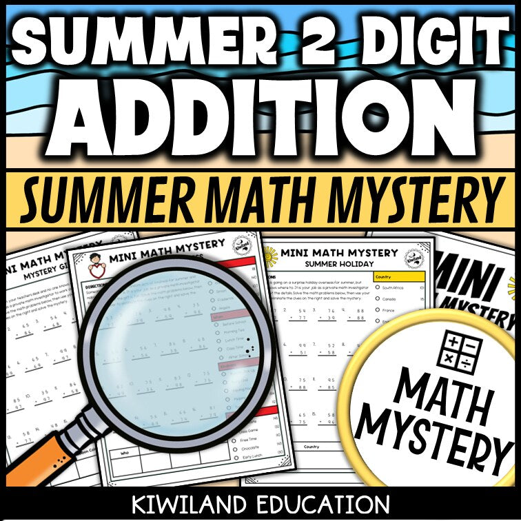 Summer 2-digit addition math mystery answer key