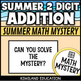 Summer 2-digit addition math mystery activity preview