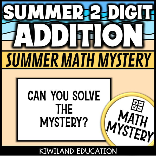 Summer 2-digit addition math mystery activity preview