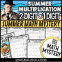 Summer 2-digit by 1-digit multiplication math mystery worksheets cover