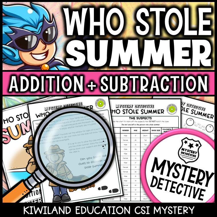 Summer addition and subtraction mystery detective 2