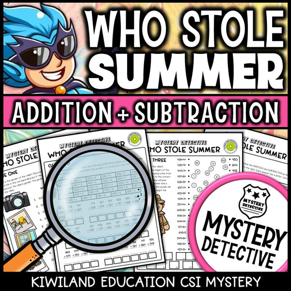 Summer addition and subtraction mystery detective 3