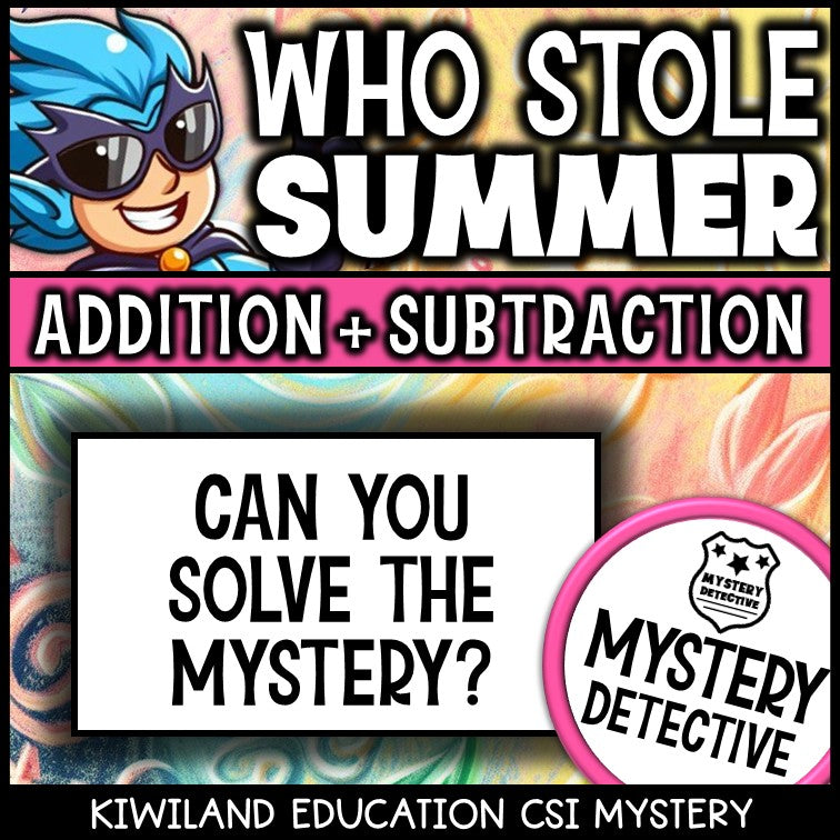 Summer addition and subtraction mystery detective 4