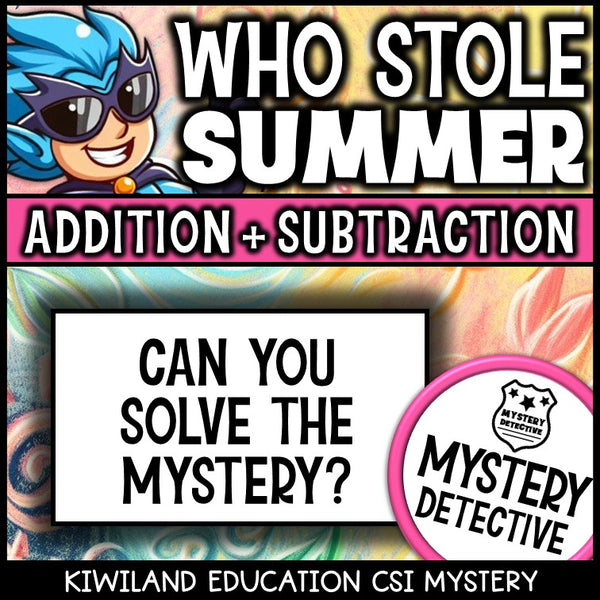 Summer addition and subtraction mystery detective 4