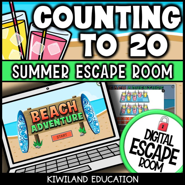 Counting to 20 Summer Digital Escape Room | Math Activity | Grades K–1