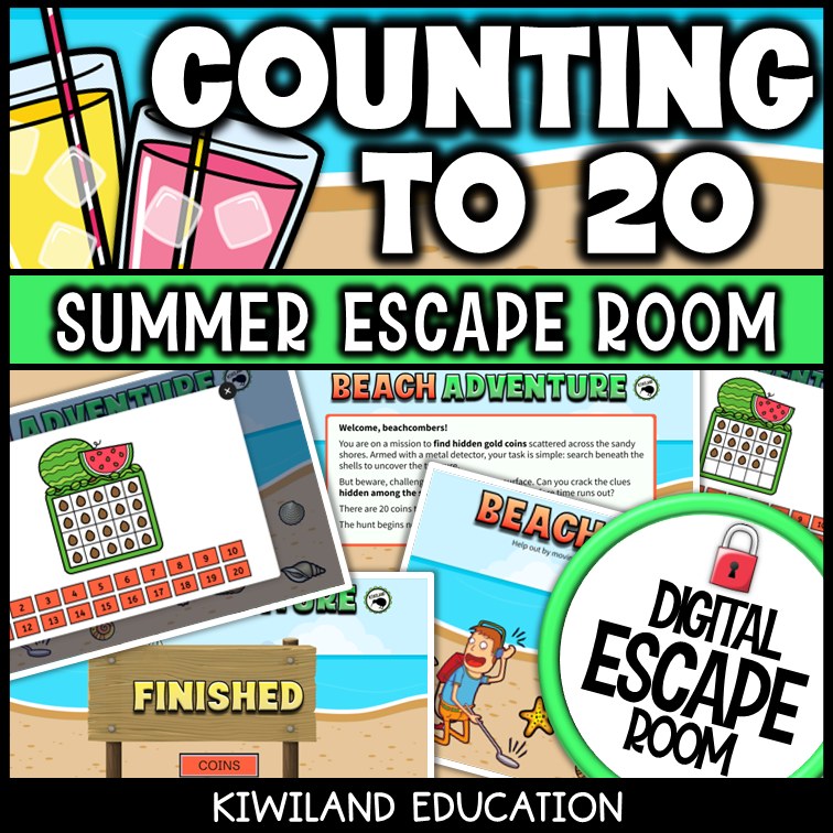 Counting to 20 Summer Digital Escape Room | Math Activity | Grades K–1