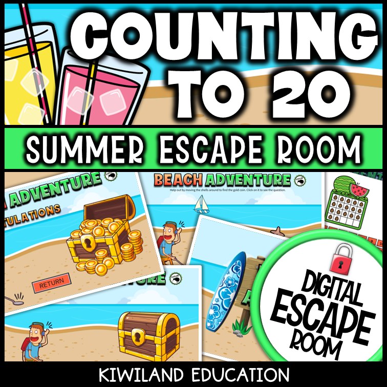 Counting to 20 Summer Digital Escape Room | Math Activity | Grades K–1