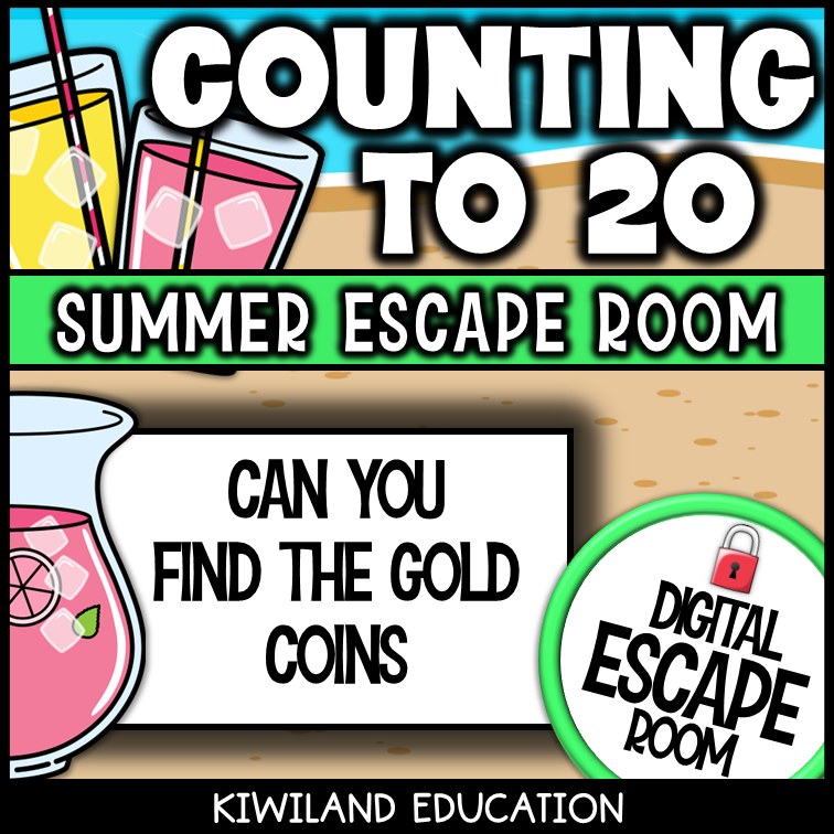 Counting to 20 Summer Digital Escape Room | Math Activity | Grades K–1