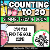 Counting to 20 Summer Digital Escape Room | Math Activity | Grades K–1