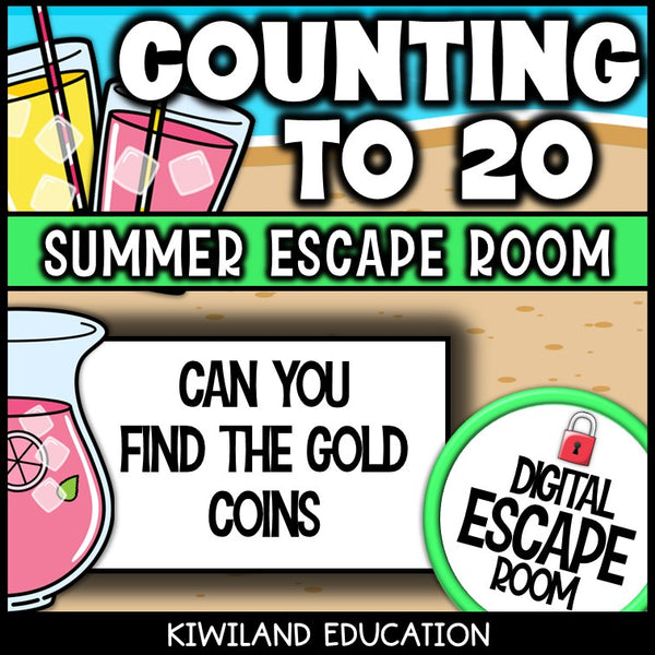 Counting to 20 Summer Digital Escape Room | Math Activity | Grades K–1