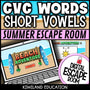 CVC Words Summer Digital Escape Room | ELA Activity | Grades K–1