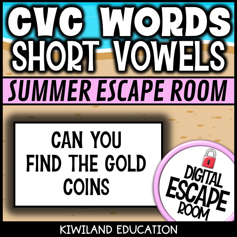 CVC Words Summer Digital Escape Room | ELA Activity | Grades K–1