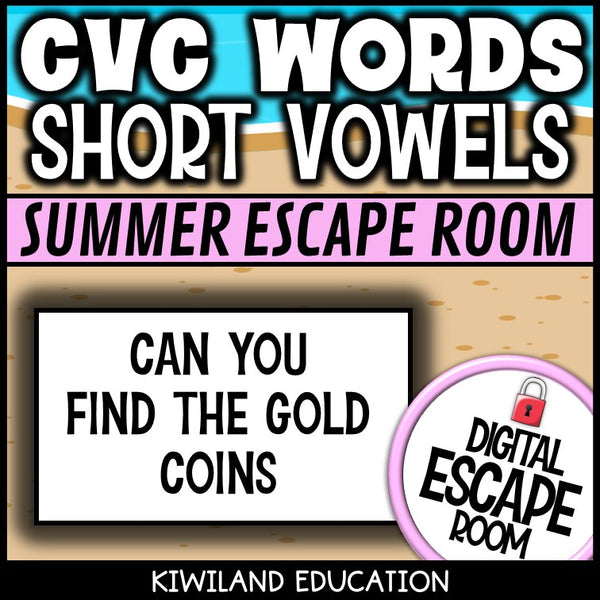 CVC Words Summer Digital Escape Room | ELA Activity | Grades K–1