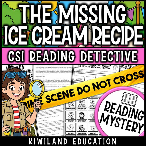 Summer ice cream CSI reading mystery cover for grades 3-6 - The Missing Ice Cream Recipe