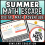 Summer math digital escape room cover for grades 3-5 end of year review game