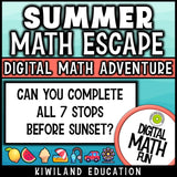 Self-checking no-prep summer math review game for 3rd 4th 5th grade