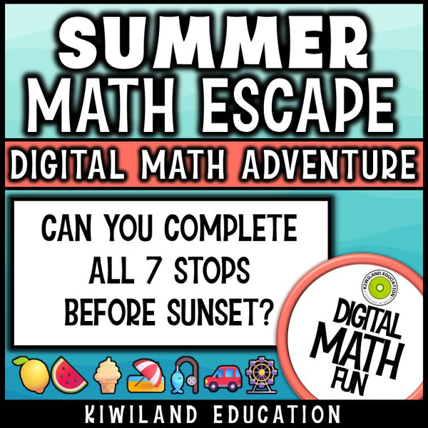 Self-checking no-prep summer math review game for 3rd 4th 5th grade