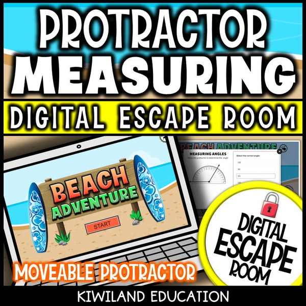 Measuring Angles with a Protractor Summer Digital Escape Room | Math Activity | Grades 4–6