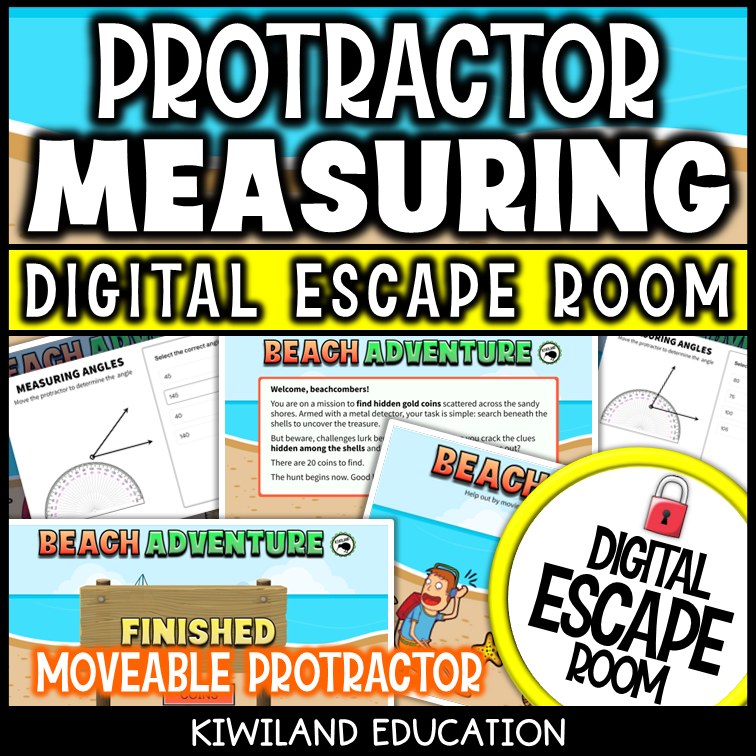 Measuring Angles with a Protractor Summer Digital Escape Room | Math Activity | Grades 4–6