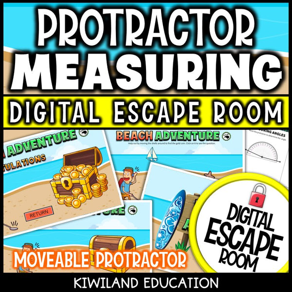 Measuring Angles with a Protractor Summer Digital Escape Room | Math Activity | Grades 4–6