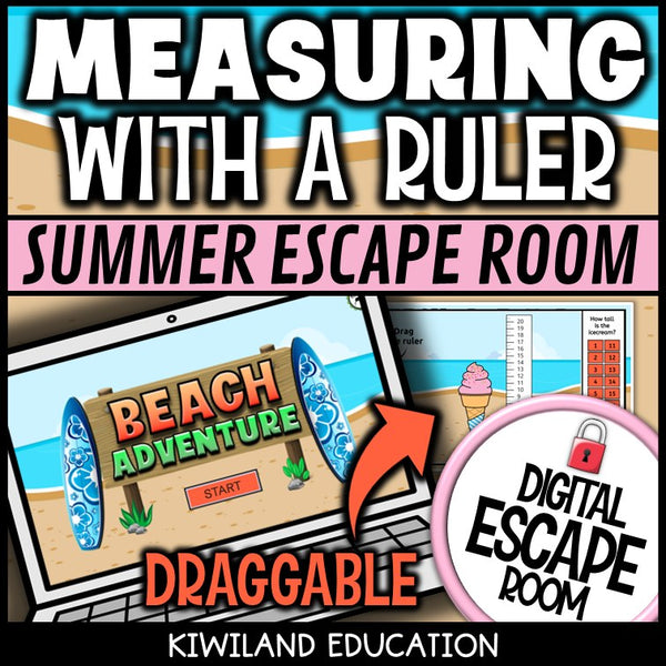 Measuring with a Ruler Summer Digital Escape Room | Math Activity | Grades 2–4