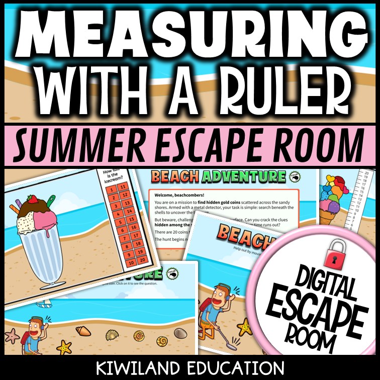 Measuring with a Ruler Summer Digital Escape Room | Math Activity | Grades 2–4