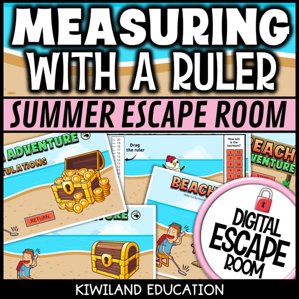 Measuring with a Ruler Summer Digital Escape Room | Math Activity | Grades 2–4