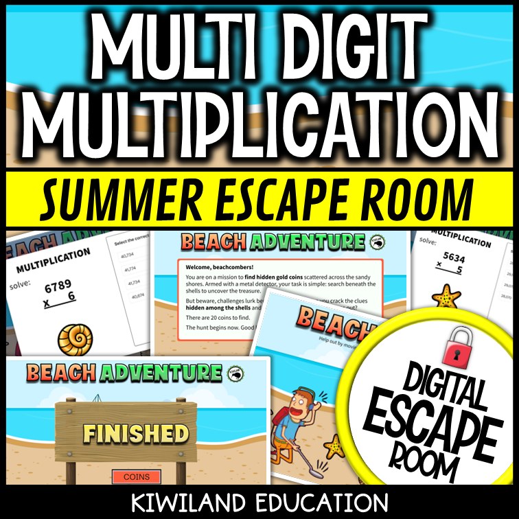 Multi-Digit Multiplication Summer Digital Escape Room | Math Activity | Grades 4–5