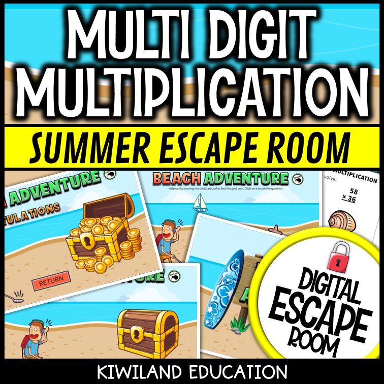Multi-Digit Multiplication Summer Digital Escape Room | Math Activity | Grades 4–5