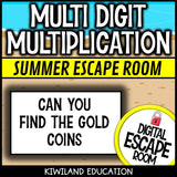 Multi-Digit Multiplication Summer Digital Escape Room | Math Activity | Grades 4–5