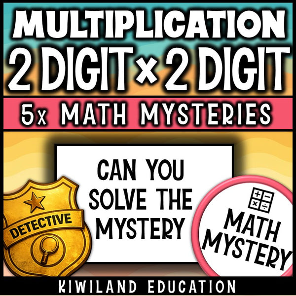 Summer no-prep printable multiplication mystery activity, can you solve the mystery detective badge
