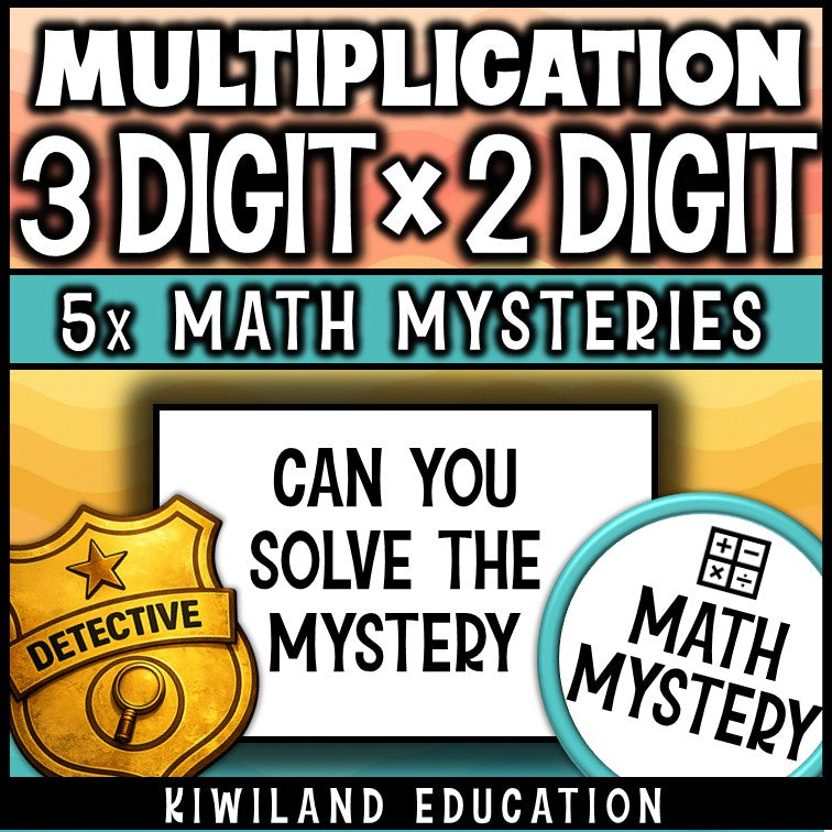 Summer no-prep printable multiplication mystery activity, can you solve the mystery detective badge
