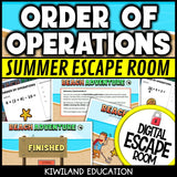 Order of Operations Summer Digital Escape Room | Math Activity | Grades 4–7