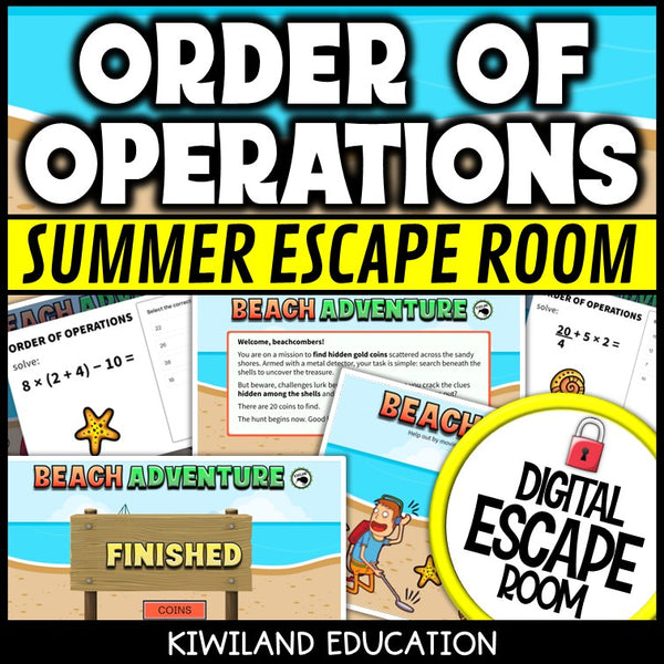 Order of Operations Summer Digital Escape Room | Math Activity | Grades 4–7