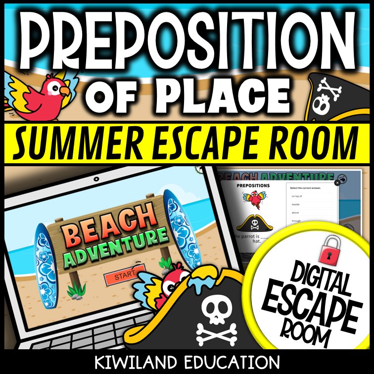 Prepositions of Place Summer Digital Escape Room | ELA Activity | Grades 1–3
