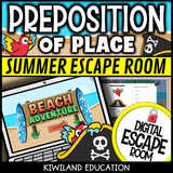 Prepositions of Place Summer Digital Escape Room | ELA Activity | Grades 1–3