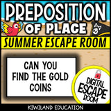 Prepositions of Place Summer Digital Escape Room | ELA Activity | Grades 1–3