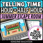 Telling Time Summer Digital Escape Room | Math Activity | Grades 1–3