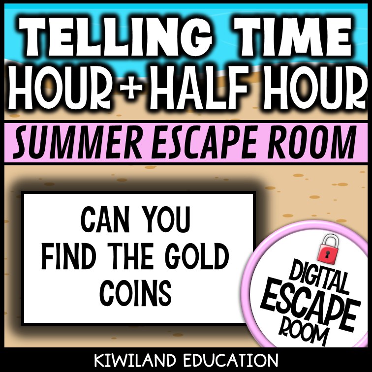 Telling Time Summer Digital Escape Room | Math Activity | Grades 1–3