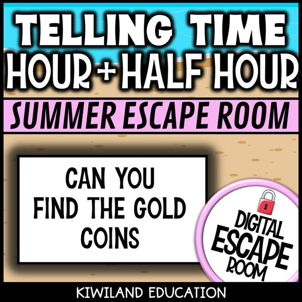 Telling Time Summer Digital Escape Room | Math Activity | Grades 1–3