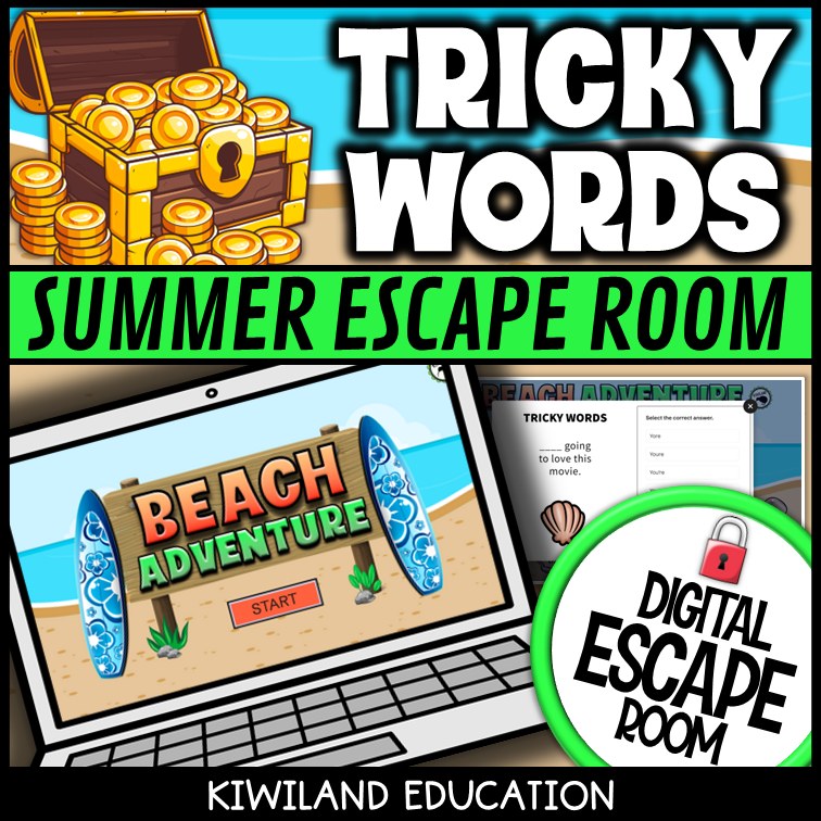 Tricky Words Summer Digital Escape Room | ELA Activity | Grades 1–3