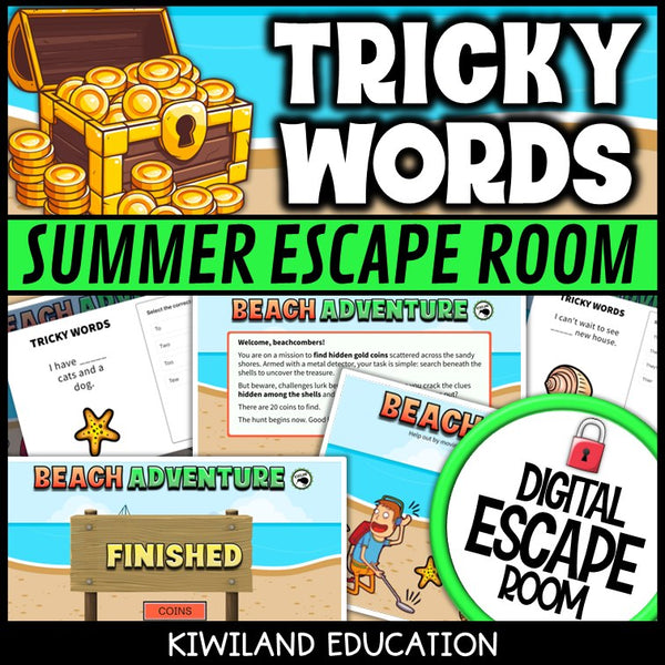 Tricky Words Summer Digital Escape Room | ELA Activity | Grades 1–3