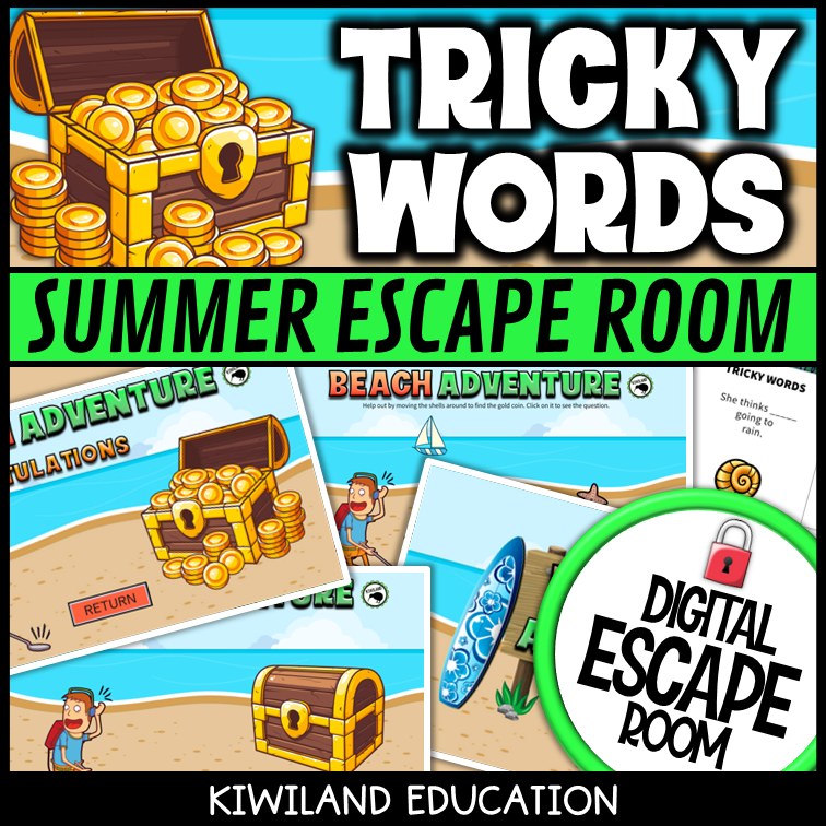 Tricky Words Summer Digital Escape Room | ELA Activity | Grades 1–3